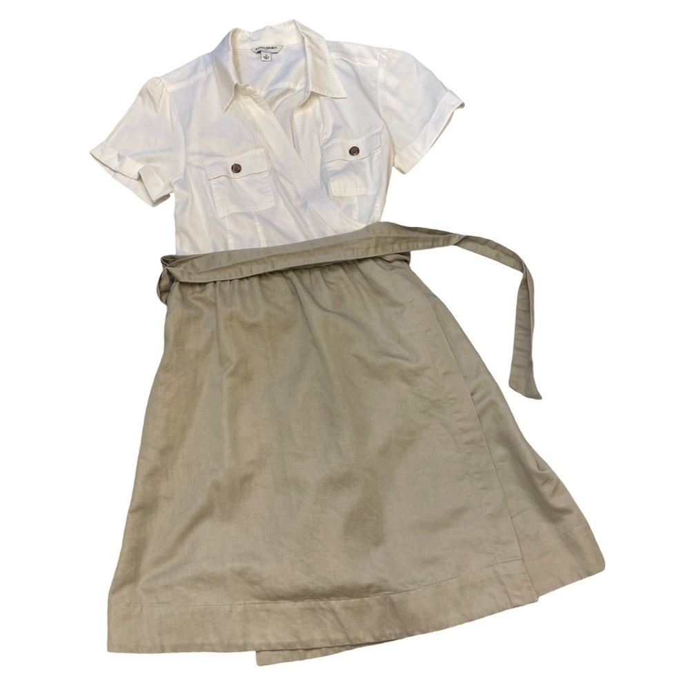 J.Crew Safari Style Wrap Dress - Khaki & Ivory - Size 6